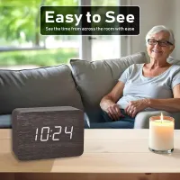Wooden Digital Alarm Clock with Temperature thumbnail 2