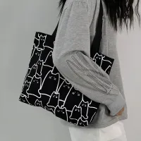 Cute Cat Canvas Tote Bag thumbnail 3