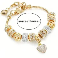 Heart Flower Glass Charm Bracelet thumbnail 5