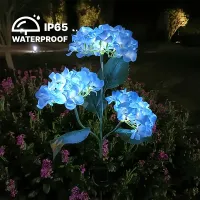 Solar Blue Hydrangea Garden Lights thumbnail 4