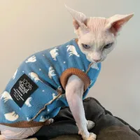 Sky Blue Fleece Cat Sweater Jumpsuit thumbnail 5