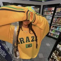 Brazil Flag Y2K Oversized Hoodie thumbnail 4