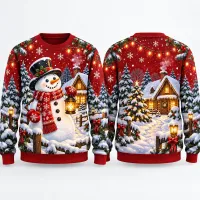 Snowman Village Ugly Christmas Sweater thumbnail 1
