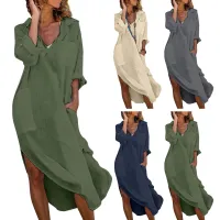 Linen Cotton Midi Shirt Dress thumbnail 2