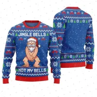 Christmas Ugly Sweater Santa Skull 3D Print Pullover thumbnail 3