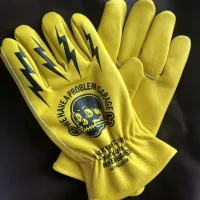 Vintage Skull Leather Motorcycle Gloves thumbnail 2