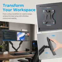 Dual Monitor Stand Up to 33" Adjustable Steel VESA Mount thumbnail 4