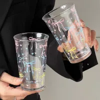 Cute Bow Striped Cartoon Glass Cup thumbnail 2