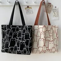 Cute Cat Canvas Tote Bag thumbnail 4