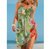 Sunflower Parrot Print Mini Beach Dress thumbnail 4