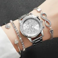 4PCS Rhinestone Women's Watch & Bracelet Set thumbnail 6