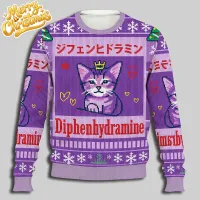 Funny Benadryl Cat Christmas Sweatshirt thumbnail 5
