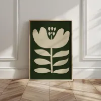 Boho Moss Green Floral Canvas Print thumbnail 3