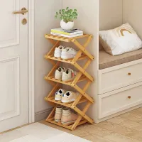 Folding Bamboo Multi-Layer Shoe Rack thumbnail 3