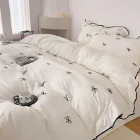 Bow Embroidery Ruffles Duvet Cover Set thumbnail 6