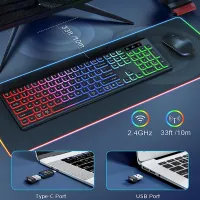 RGB Backlit Wireless Keyboard & Mouse Combo thumbnail 4