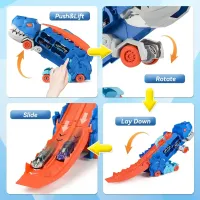Dinosaur Truck Race Track Set - 4 Transforming Cars thumbnail 3