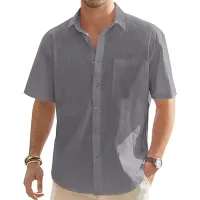 Men's Cotton Linen Short Sleeve Shirt thumbnail 3
