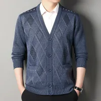 Men's V-Neck Button Knit Cardigan Jacket thumbnail 5
