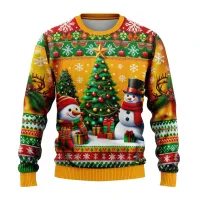 3D Snowman Santa Ugly Christmas Sweater thumbnail 5