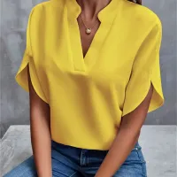Women's V-Neck Chiffon Casual Blouse thumbnail 2