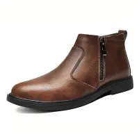 Men's Zippered Leather Chelsea Boots thumbnail 3