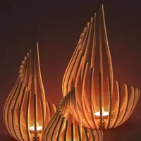 Nordic Wooden Tea Light Holder thumbnail 2
