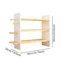 3-Tier Wood Desktop Organizer Rack thumbnail 4