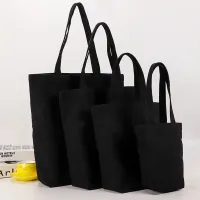 Large Black Canvas Student Handbag thumbnail 1