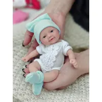 Silicone Reborn Baby Doll 7" Blue Eyes thumbnail 2