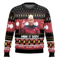 Captain Picard Ugly Christmas Sweater Pullover thumbnail 4