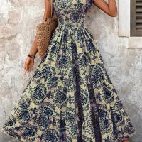Vintage Floral Print Long Dress thumbnail 1