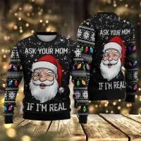 Santa Claus 3D Christmas Sweater Pullover thumbnail 4