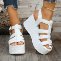 Summer Wedge Sandals Ankle Buckle thumbnail 2