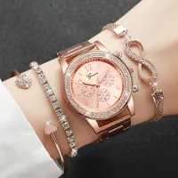 4PCS Rhinestone Women's Watch & Bracelet Set thumbnail 2