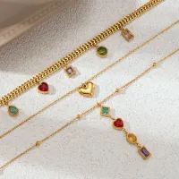 Gold Heart Zircon Choker Necklace thumbnail 3