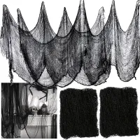 Black Gauze Halloween Spider Web Decor thumbnail 1