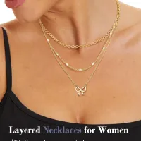 Dainty Layered Gold Necklace Set thumbnail 2