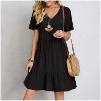 Summer Peplum V-Neck Ruffle Dress thumbnail 5