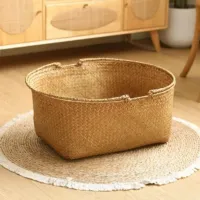 Foldable Rush Storage Basket Organizer thumbnail 4