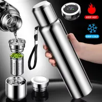 Smart LED Thermos Bottle - 1L Stainless Steel thumbnail 1