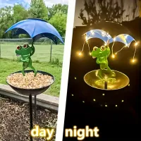 Solar Frog Statue Light & Bird Feeder thumbnail 2