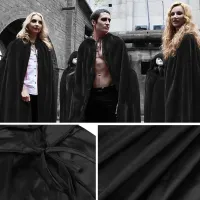 Black Hooded Witch Cloak Cape thumbnail 2
