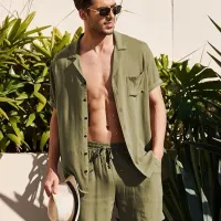 Men's Cotton Linen Shirt & Shorts Set thumbnail 5