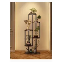 Rustic Wood Plant Stand Shelf thumbnail 4