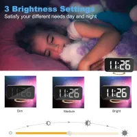 LED Mirror Alarm Clock with USB Charger thumbnail 3