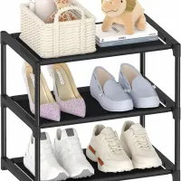 Narrow 3-Tier Stackable Shoe Rack thumbnail 1