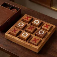 Classic Wooden Tic Tac Toe Game thumbnail 3