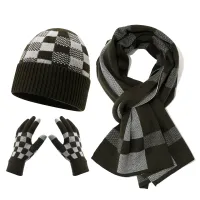 Men's Checkerboard Knit Winter Set 3-Piece thumbnail 2