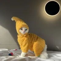 Winter Plush Cat Sweatshirt with Hat thumbnail 1